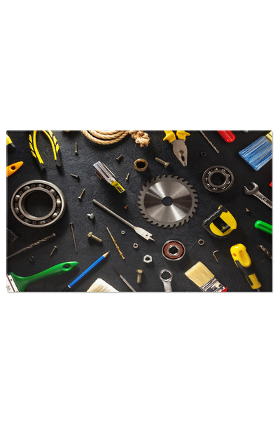 StoryGift Romania Tablou Canvas Unelte Si Instrumente Pe Fundal Negru, O Cole...