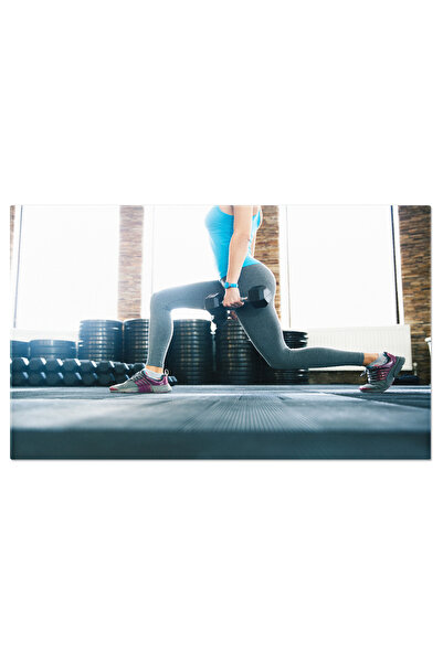 StoryGift Romania Tablou Canvas Antrenament Cu Gantera Femeie, Greutati, Sala...