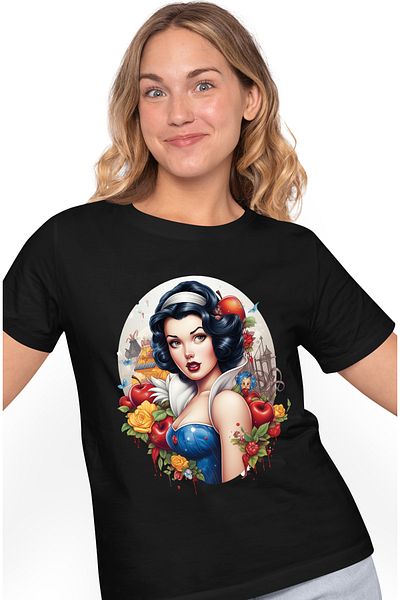 StoryGift Romania Tricou Femei Cu Alba Ca Zapada, Ilustratie, Ezita, Mar Otravit, Flori, Plante, P Blk_l