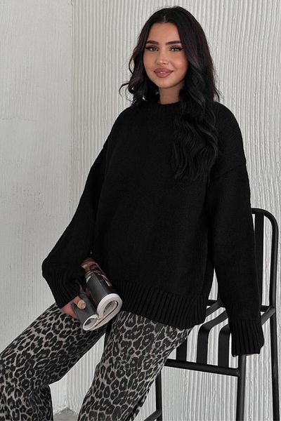 Moda Amore Tricotaj de damă Pulover de tricotaj supradimensionat cu gât crew 110