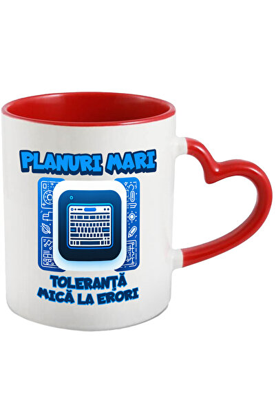 StoryGift Romania Cana Computer Programator Planuri Mari, Toleranta Mica La Erori, 330ml, Ceramica, Cu Maner Inim Stg