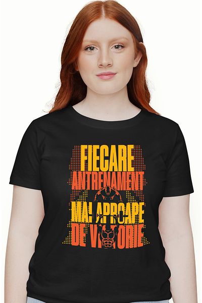 StoryGift Romania Tricou Femei Fiecare Antrenament Te Apropie De Victorie, Sport, Antrenament, Gym Blk_l