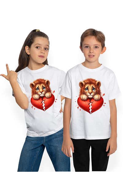 StoryGift Romania Tricou Copii Cu Un Leut Trist Care Tine O Inima Rupta, Ilustratie, Dezamagire, Despartire,