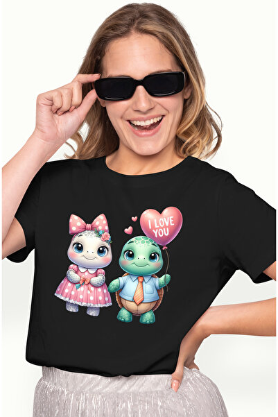 StoryGift Romania Tricou Femei Cu 2 Broaste Testoase, Ilustratie, Rochie, Roz...