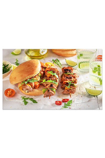 StoryGift Romania Tablou Canvas Shashlik Grill Delicios Cu Lipie Coapta Pe Gr...