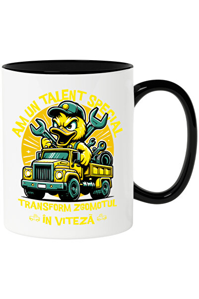 StoryGift Romania Cana Rata Nervoasa Mecanic Text Am Un Talent Special Tranform Zgomotul In Viteza, Cu Maner Negru Stg