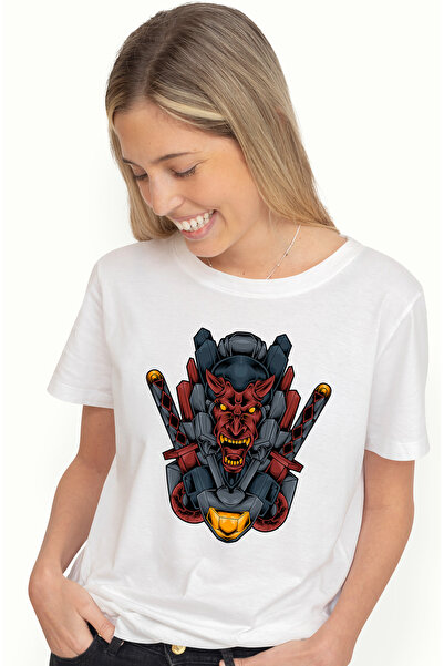 StoryGift Romania Tricou Femei Cu Demon, Robot, Mecha, Sabii, Coarne, Cyberpunk, Multicolor Cu Im Wht_m