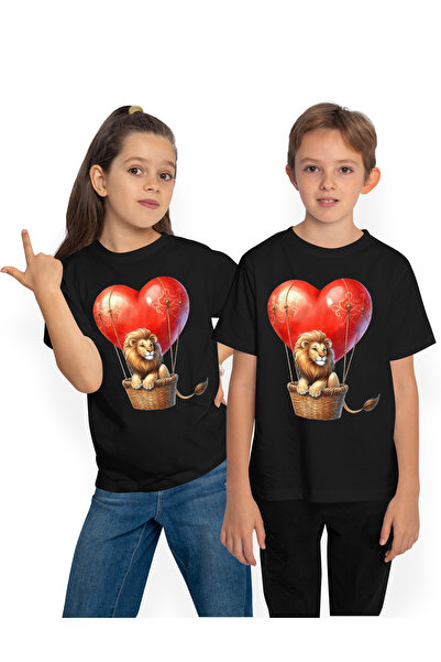 StoryGift Romania Tricou Copii Cu Un Leu Care Calatoreste Cu Un Balon Cu Aer ...