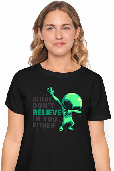 StoryGift Romania Tricou Femei Cu Un Extraterestru Verde Cu Mesajul "aliens D...