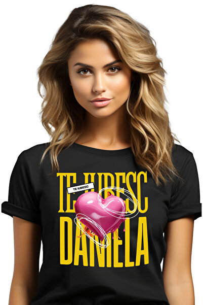 StoryGift Romania Tricou Femei Te Iubesc Daniela, Dragoste, Inima, Iubire, Sf...