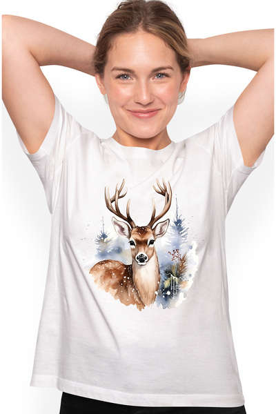 StoryGift Romania Tricou Femei Cu Un Cerb, Ilustratie, In Padure, Natura, Bra...