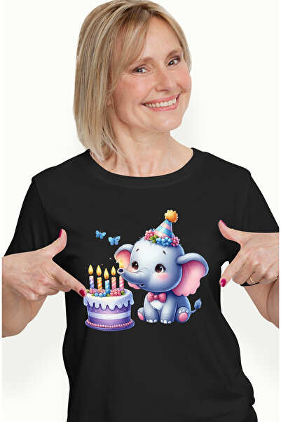 StoryGift Romania Tricou Femei Cu Un Elefant Surprins Care Sufla In Lumanaril...