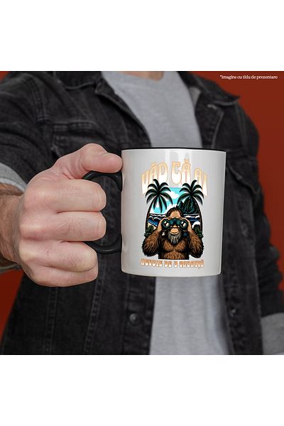 StoryGift Romania Gorilla Mug with Binoculars I See You Need a Vacation, 330ml, Ceramic with Black Handle, With