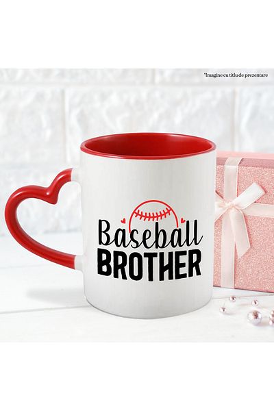 StoryGift Romania Mug with ball and hearts with the message "Baseball brother" - baseball brother with , With ,STG