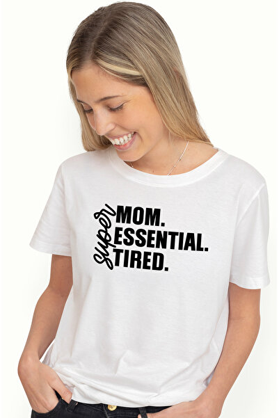 StoryGift Romania Tricou Femei Cu Mesajul In Engleza "super Mom. Essential. T...