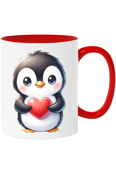 StoryGift Romania Cana Cu Un Pui De Pinguin Care Tine O Inima In Brate | Ilus...