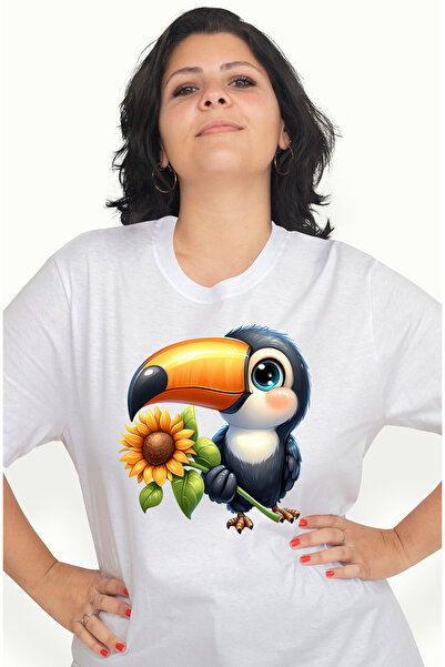 StoryGift Romania Tricou Femei Cu Pasarea Tucan, Vesela, Ilustratie, Tine O F...