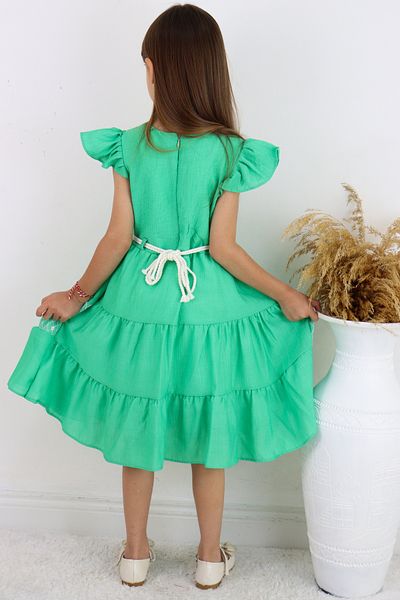 FESSHERA 👗   Set rochie și curea pentru fete cu guler din dantelă cu volane - Design special 👗   (cadou geantă)