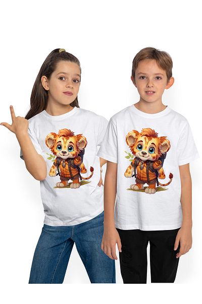 StoryGift Romania Tricou Copii Cu Un Pui De Jaguar Fericit, Ilustratie, Explorator, Pleaca In Expeditie, Ani