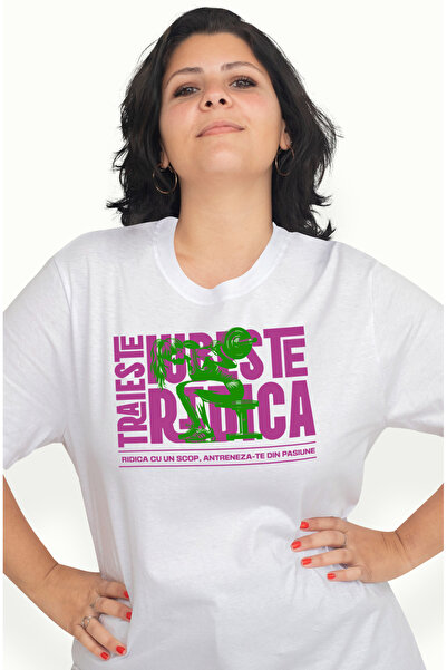 StoryGift Romania Tricou Femei Fata Ridicand Greutati Traieste, Iubeste, Ridi...