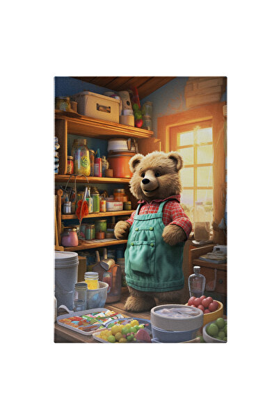 StoryGift Romania Tablou Canvas: Ursul Bucatar Cu Blana Pufoasa Si Camasa Ros...