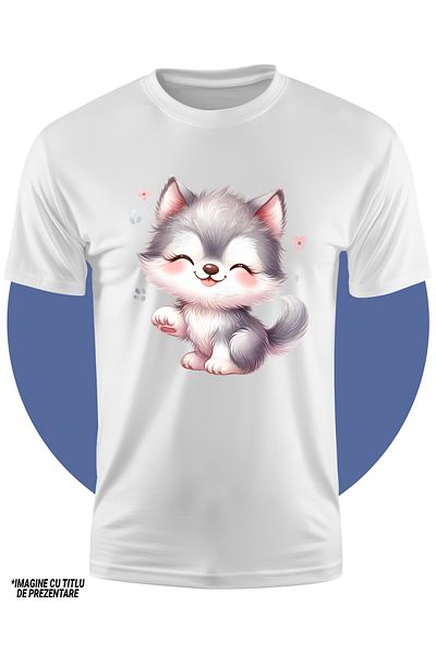 StoryGift Romania Tricou Copii Cu Un Pui De Lup Foarte Vesel, Ilustratie, In Natura, Libertate, Joaca, Limba
