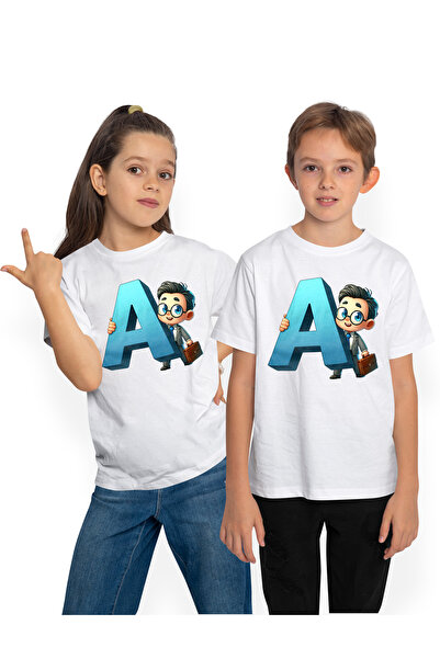 StoryGift Romania Tricou Copii Cu Un Om De Afaceri Care Tine Litera "a", Ilus...