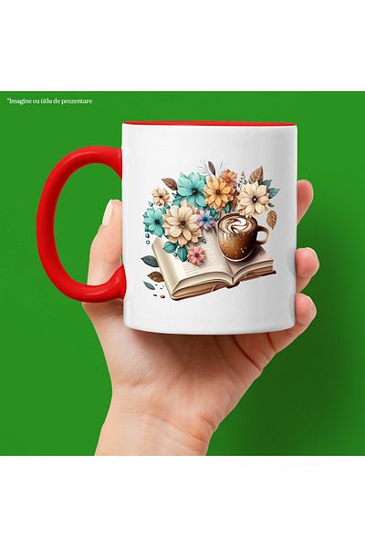 StoryGift Romania Mug with an open book | illustration | coffee cup | popcorn | nature | i, Cu ,STG