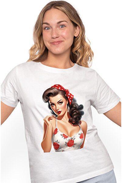 StoryGift Romania Tricou Femei Cu O Femeie Cu Par Saten, Ilustratie, Stil Ret...