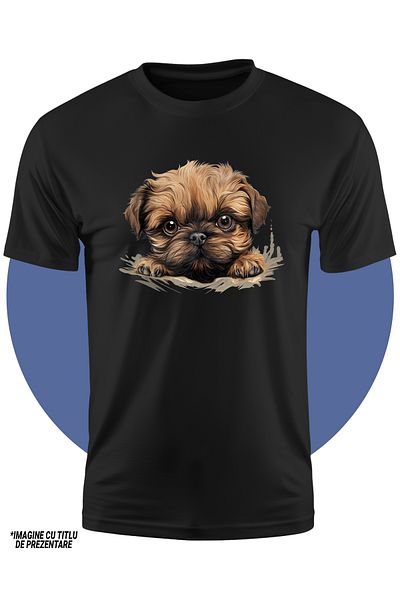 StoryGift Romania Tricou Copii Cu Un Catelus Blanos, Ilustratie, Maro, Surprins, Pentru Iubitorii De Caini,