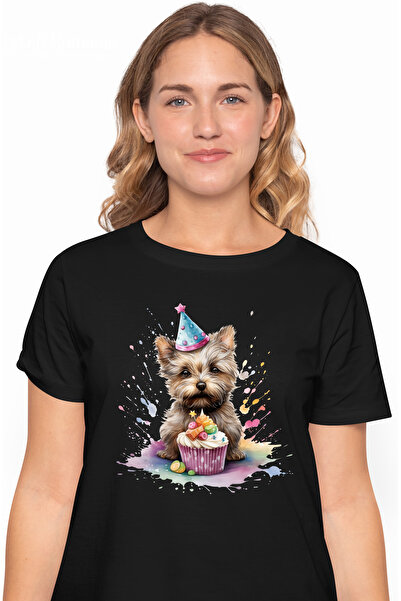 StoryGift Romania Tricou Femei Cu Un Catel La Aniversare, Ilustratie, Briosa,...