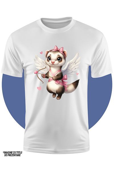 StoryGift Romania Tricou Copii Cu Un Dihor Cupidon, Ilustratie, Aripi, Zboara, Trage Cu Arcul, Inimioare, Va