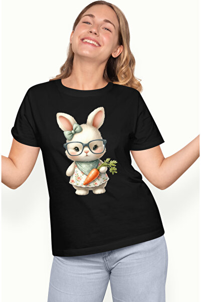 StoryGift Romania Tricou Femei Cu O Iepuroaica In Rochita Alba Cu Floricele, ...