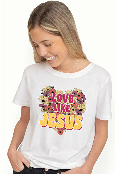StoryGift Romania Tricou Femei Cu Mesajul "love Like Jesus", Religie, Ilustra...