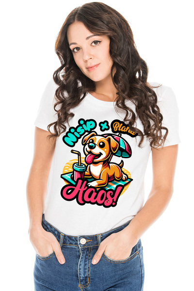 StoryGift Romania Tricou Femei Caine Pe Plaja, Nisip Blana=haos Animal De Com...