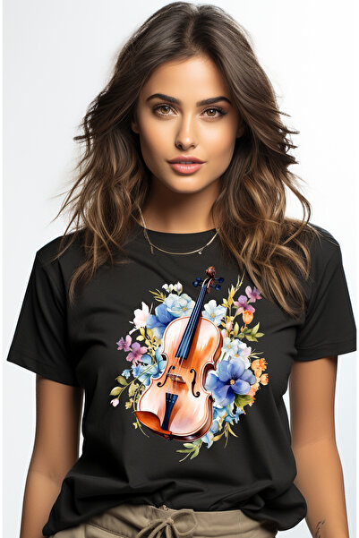 StoryGift Romania Tricou Femei Cu O Vioara, Ilustratie, Sta Pe O "patura" Din...