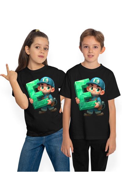 StoryGift Romania Tricou Copii Cu Un Muncitor Care Tine Litera "e", Ilustrati...