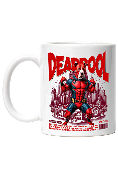 StoryGift Romania Cana Cu Pitbull Caine In Costum De Deadpool Cu Pelerina, Er...