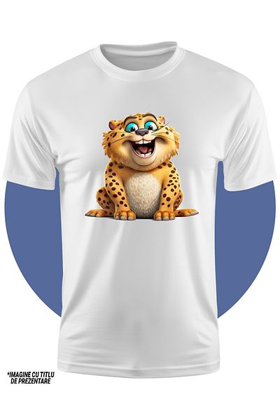 StoryGift Romania Tricou Copii Cu Un Jaguar Obez, Ilustratie, Gras, Se Simte Bine, Rade, Animal Salbatic, Ju