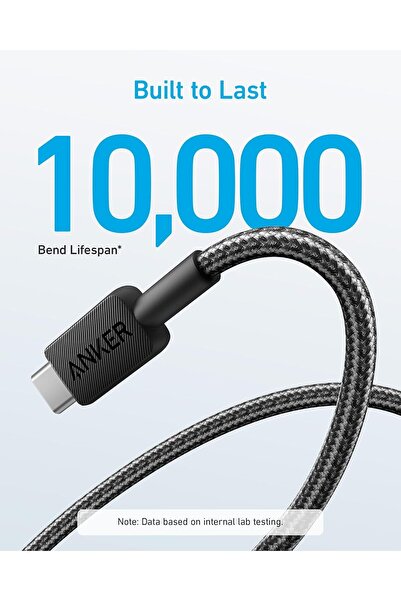 Anker انكر كيبل يواسبي الى يواسبي سي لاجهزة بطول 1.8 متر موديل 322 اسود