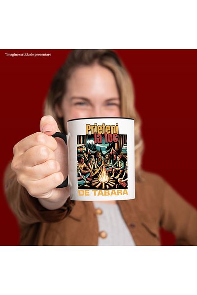 StoryGift Romania Friends at the campfire mug, forest camping, love, 330ml, Ceramic with Handle, With, STG