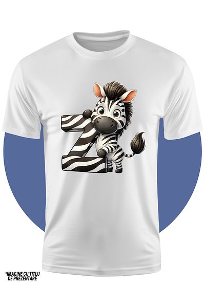 StoryGift Romania Children's T-shirt with a zebra with the letter "Z", illustration, for children, school, student, write, learn, STG4
