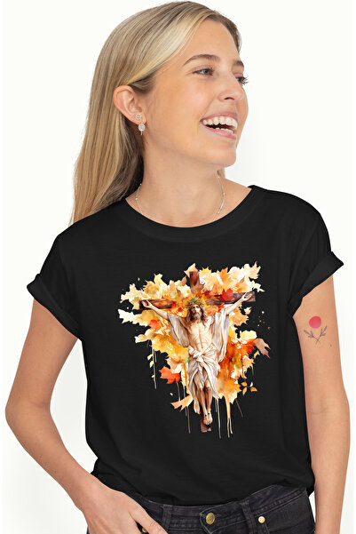 StoryGift Romania Tricou Femei Cu Domnul Iisus Hristos Rastignit Pe Cruce, Re...