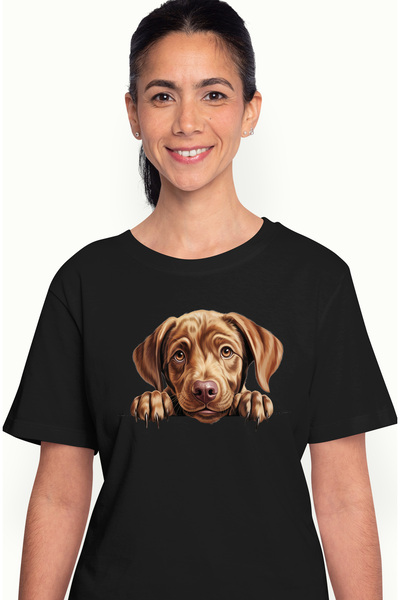 StoryGift Romania Tricou Femei Cu Un Caine Care Priveste Surprins, Ilustratie...