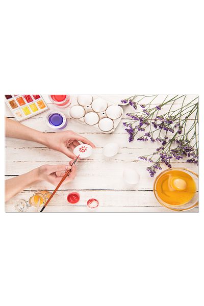 StoryGift Romania Tablou Canvas Arta Si Traditie Maini Care Coloreaza Oua De Paste, O Activitate Plina De Bucurie