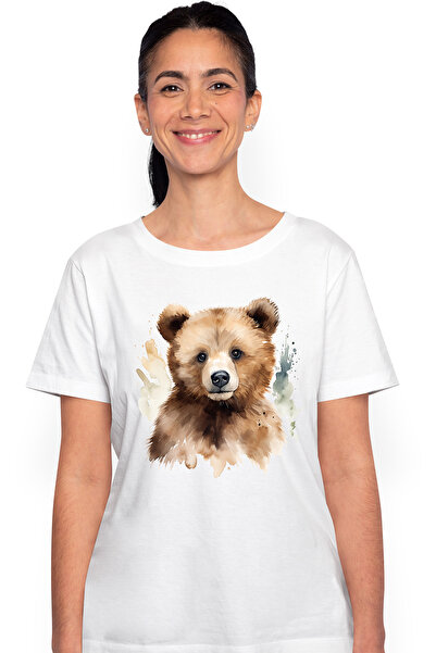 StoryGift Romania Tricou Femei Cu Un Urs Curios, Ilustratie, Pete, Jucaus, An...