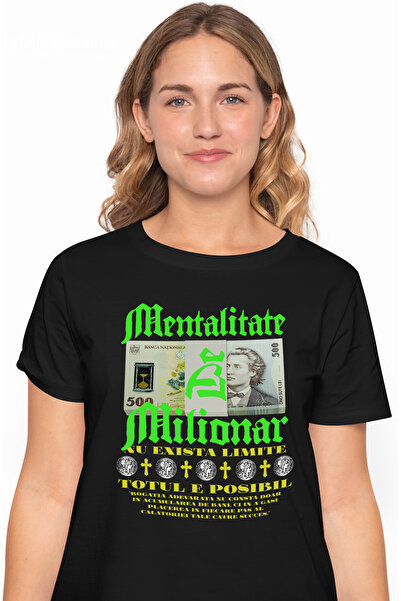 StoryGift Romania Tricou Femei Mentalitate De Milionar - Nu Exista Limite, Cu...
