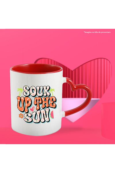 StoryGift Romania Mug with the message "Souk up the sun", summer, vacation, relaxation, holiday, illustration, With ,STG.