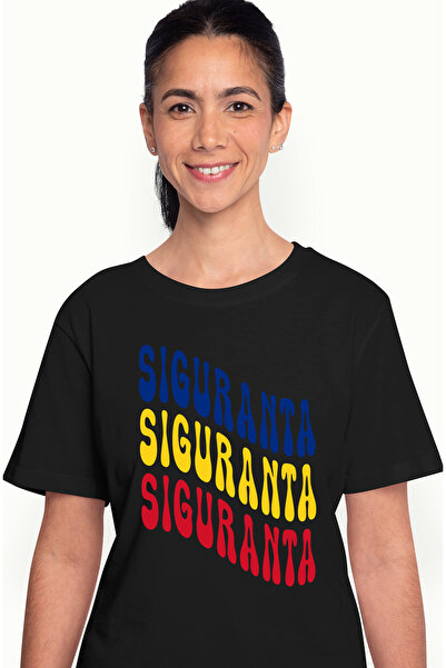StoryGift Romania Tricou Femei Cuvantul Siguranta, In Culorile Steagului Roma...