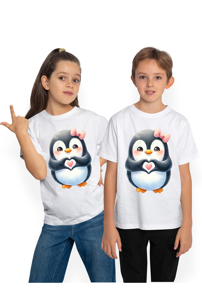 StoryGift Romania Tricou Copii cu un pinguin care face un semn in forma de in...
